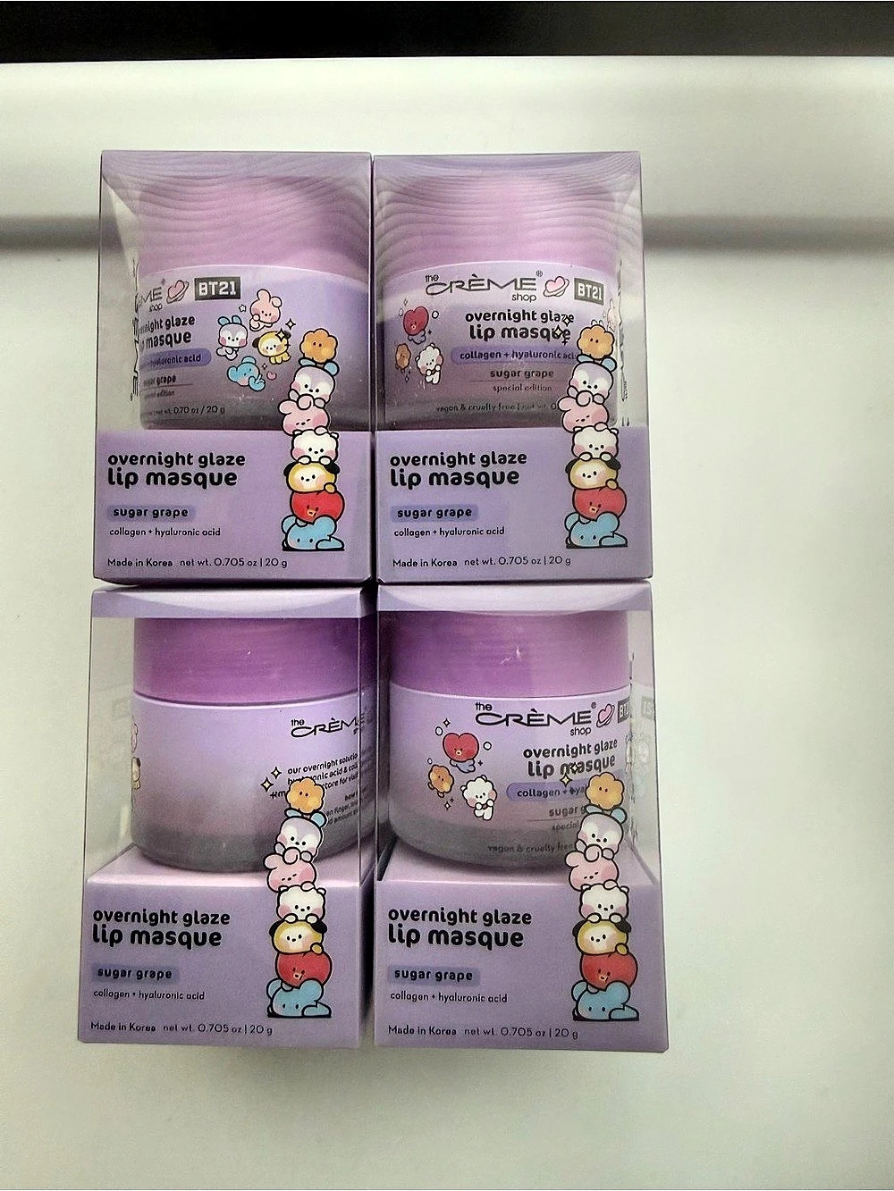 The Crème Shop Overnight Glaze Lip Masque Sugar Grape 4-Pack NWT